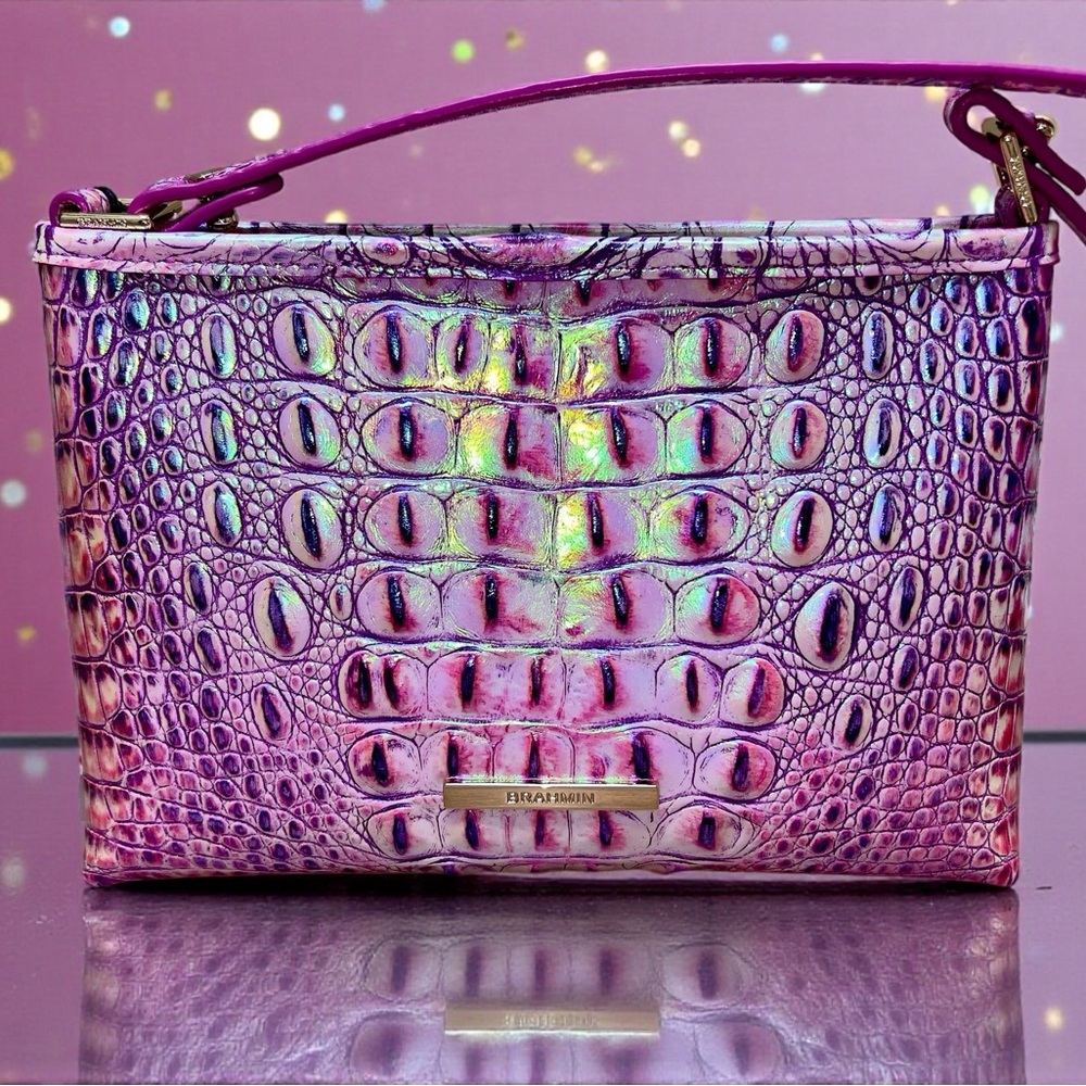 NWT Brahmin Leather Iridescent LORELEI Shoulder Bag, Purple Iris Melbourne